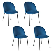 Gymax Dining Chair Set of 4 Upholstered Velvet Chair Set w/ Metal Base for Living Room