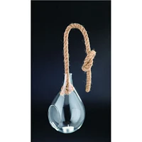 CC Home Furnishings 9" Clear and Brown Hanging Tealight Holder with Jute Rope