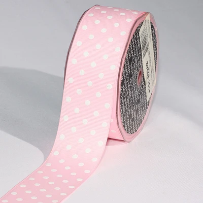 The Ribbon People Pink and White Polka Dotted Grosgrain Craft Ribbon 1.5" x 88 Yards