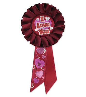 Beistle Pack of 6 Red and pink "I Love You" Valentine's Day Celebration Party Rosette Ribbons 6.5"