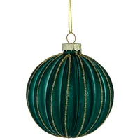 Northlight 4ct Green and Gold Textured Glass Christmas Ball Ornaments 3" (80mm)