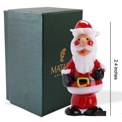Matashi Murano Christmas Winter Decorative Glass Standing Santa Figurine  Christmas Gift and Ornament by