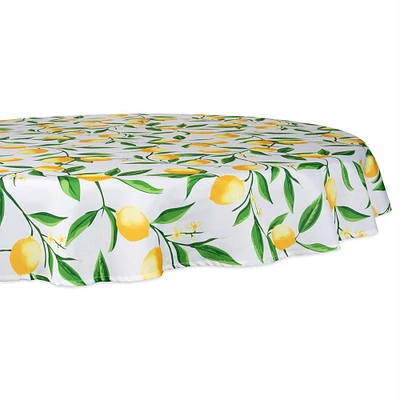 Contemporary Home Living 60" Round Outdoor Tablecloth with Lemon Bliss Print Design