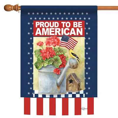 Toland Home Garden Garden Watering Can 'Proud to be American' Outdoor House Flag 40" x 28"