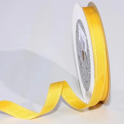 The Ribbon People Sunflower Yellow Woven Edge Stitched Craft Ribbon 0.625" x 120 Yards