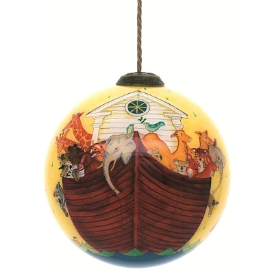 CC Christmas Decor 4" Noah's Ark Christmas Glass Ball Hanging Ornament