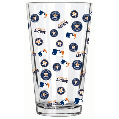 The Memory Company 5.75" Clear and Blue MLB Houston Astros Logo Printed Pint Glass