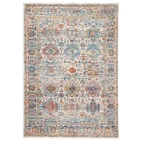 Chaudhary Living 5' x 8' Blue and Orange Vintage Rectangular Area Throw Rug