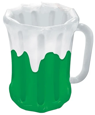 The Costume Center 27" Green and White Solid Inflatable Beer Mug Cooler