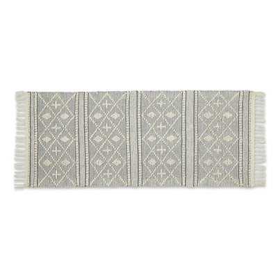 Contemporary Home Living 2.25' x 6' Diamond Textured Hand Loomed Rectangular Rug Runner - Gray and Beige