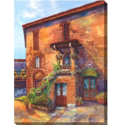 Outdoor Living and Style Brown and Green L'albergo Outdoor Canvas Rectangular Wall Art Decor 40" x 30"
