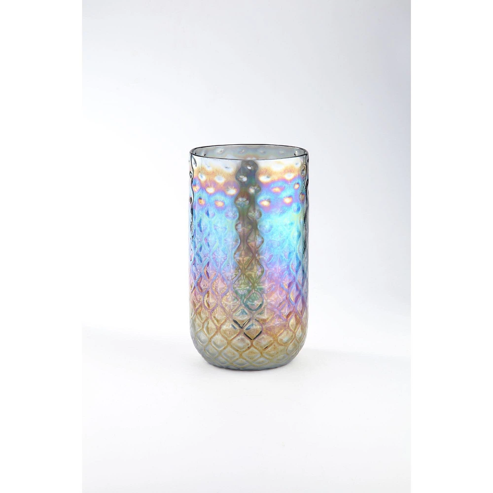 CC Home Furnishings 11" Cylindrical Luster Finish Hand Blown Glass Vase