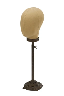 Tripar International 25" Yellow and Brown Head Form Mannequin on Pedestal Base