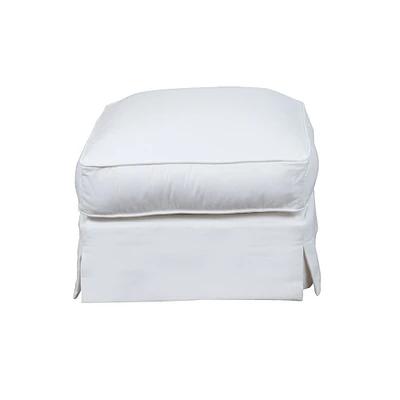 The Hamptons Collection 32" White Performance Fabric Slipcover Ottoman
