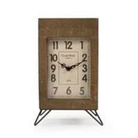 Zentique 10.5" Brown and White Distressed Finish Rectangle Desk Clock