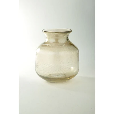 CC Home Furnishings 9.5" Ivory Dot Pattern Embossed Glass Bud Vase