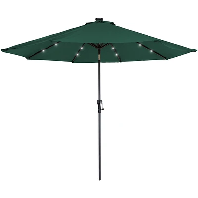 Northlight 9ft Solar Lighted Outdoor Patio Market Umbrella with Hand Crank and Tilt, Hunter Green