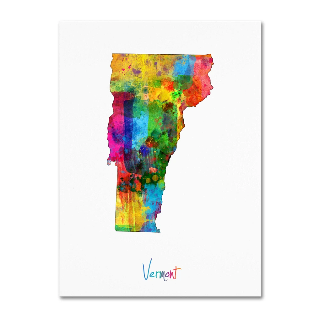 Trademark Fine Art Michael Tompsett Vermont Map Canvas Wall Art 35 x 47 Inches