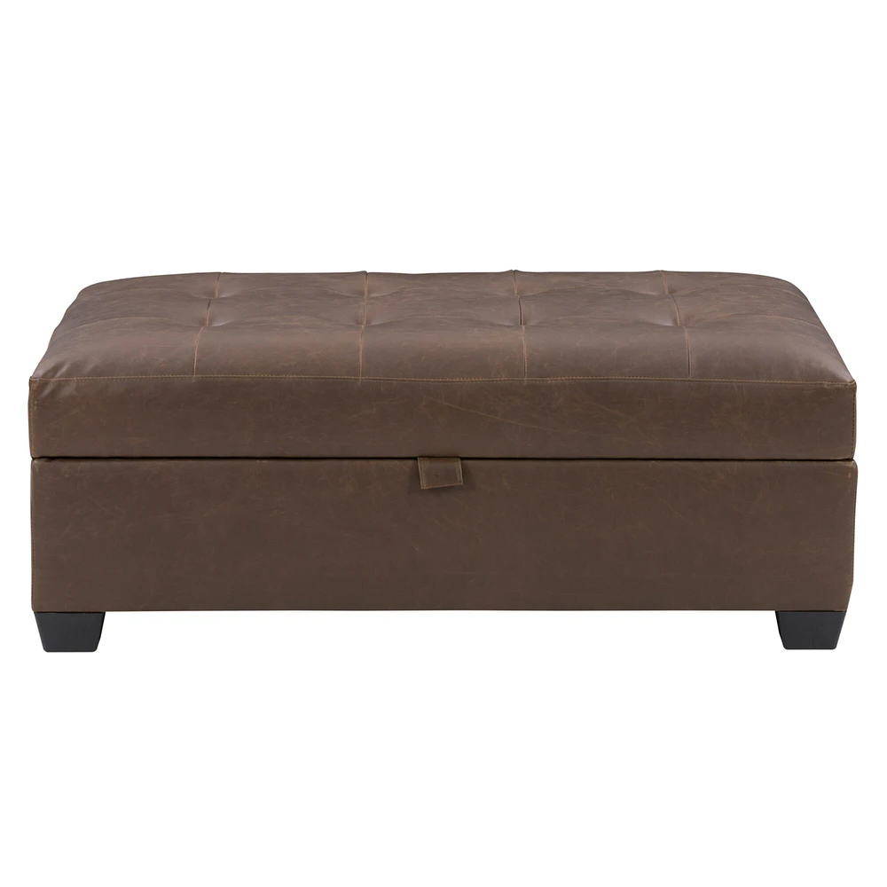 CorLiving   Antonio Tufted Storage Ottoman, Dark Brown