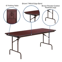 Emma and Oliver 6-Foot Mahogany Melamine Laminate Folding Banquet Table