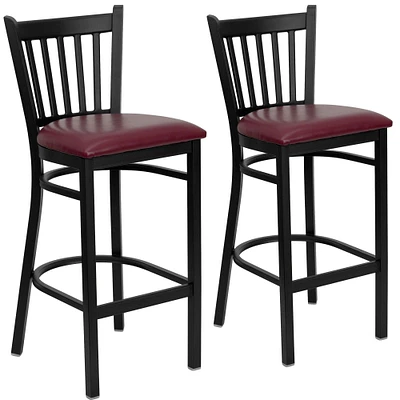 Emma and Oliver 2 Pack Vertical Back Metal Restaurant Barstool