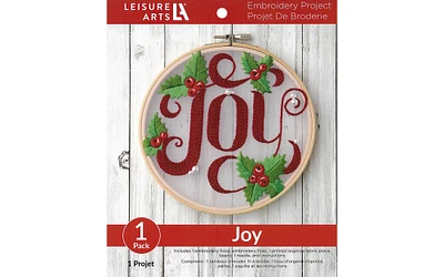Leisure Arts Embroidery Kit 6" Joy - embroidery kit for beginners - embroidery kit for adults - cross stitch kits - cross stitch kits for beginners - embroidery patterns