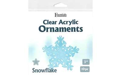 EBL Clear Acrylic Ornaments 3" Snowflake 10pc