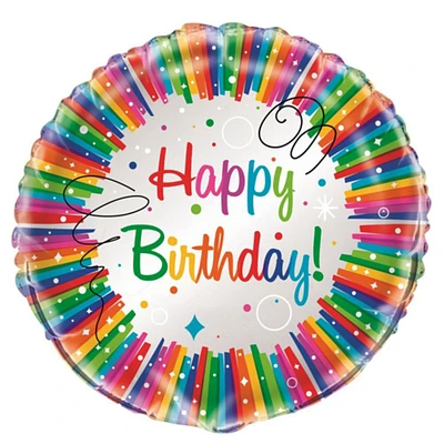 18" Package Rainbow Ribbon Birthday Foil Balloon