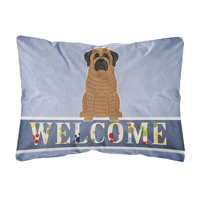 "Caroline's Treasures Mastiff Brindle Welcome Canvas Fabric Decorative Pillow, 12 x 16, Multicolor"