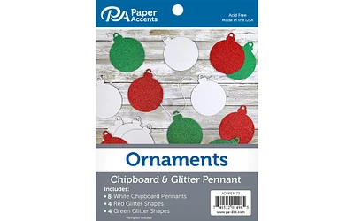 Chip&Glitter Pennant Ornaments 5" 16pc Wht/Red/Grn