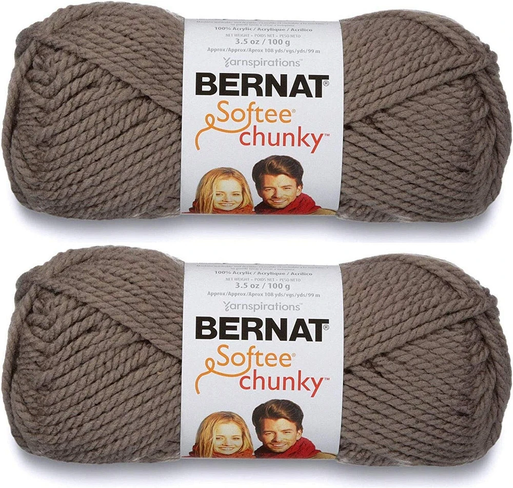 (Pack of 2) Bernat Softee Chunky Yarn-Taupe Grey