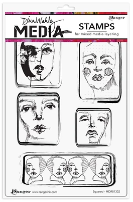 Dina Wakley Media Cling Stamps 6"X9"-Squared