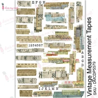 Dress My Craft Transfer Me Sheet A4-Vintage Measurement Tapes