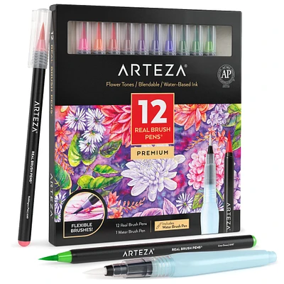 Arteza Real Brush Pens, Flower Tones - 12 Pack