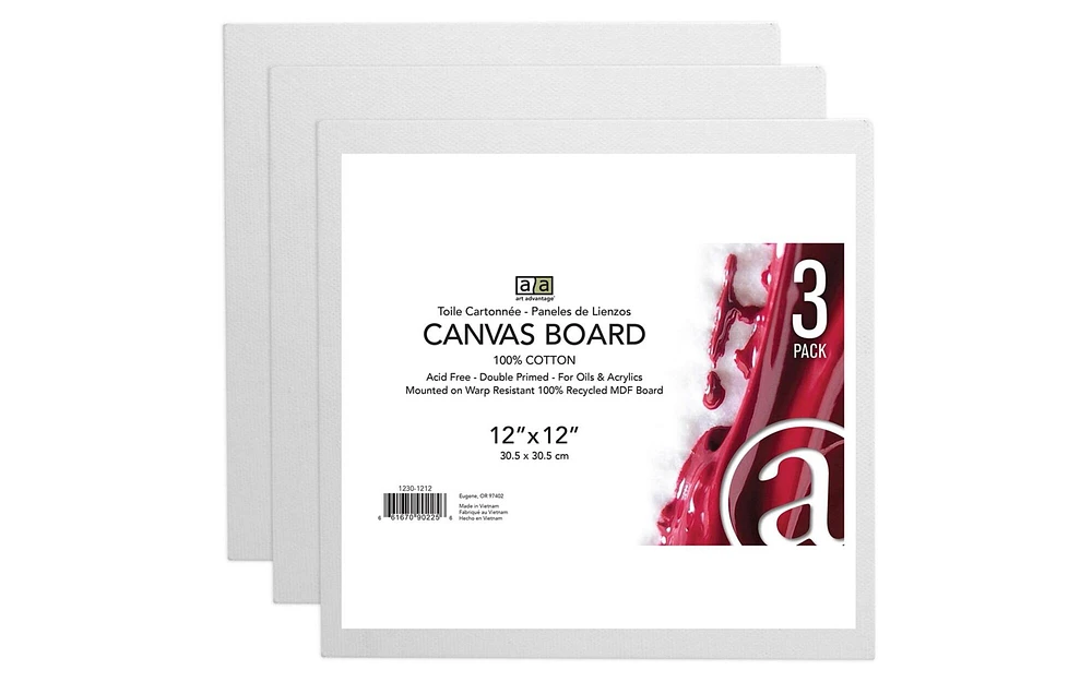 Art Advantage Canvas Board Recycled MDF 12x12 3pc