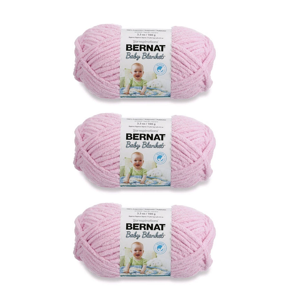 Bernat Baby Blanket Baby Yarn - 3 Pack of 100g/3.5oz - Polyester - 6 Super Bulky - 72 Yards