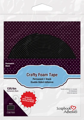 Scrapbook Adhesives Crafty Foam Tape Roll-Black, .375"X13'