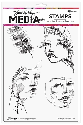 Dina Wakley Media Cling Stamps 6"X9"-Side Eye
