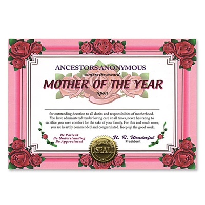 Mother of the Year Certificate