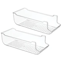 mDesign Pop/Soda Can Storage Dispenser Bin for Fridge, Pantry, 2 Pack - Clear