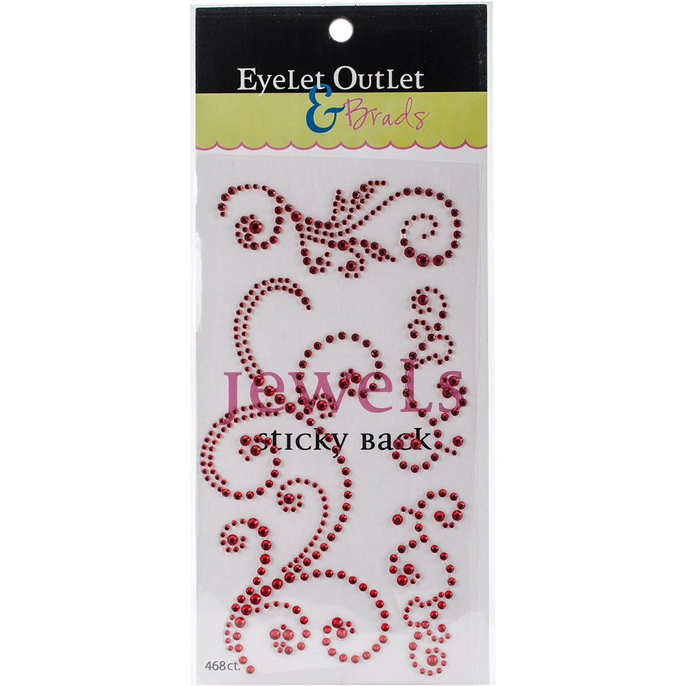 Eyelet Outlet Adhesive Jewel Swirls 468/Pkg-Red