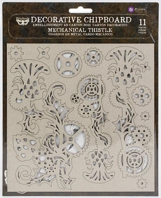 Finnabair Decorative Chipboard-Mechanical Thistle, 11/Pkg