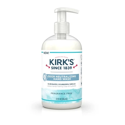 Kirk's Fragrance Free Odor Neutralizing Hydrating Hand Wash Soap 12 Oz