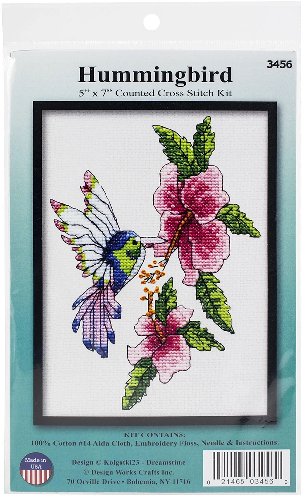 Design Works Counted Cross Stitch Kit 5"X7"-Hummingbird (14 Count)