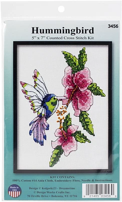 Design Works Counted Cross Stitch Kit 5"X7"-Hummingbird (14 Count)