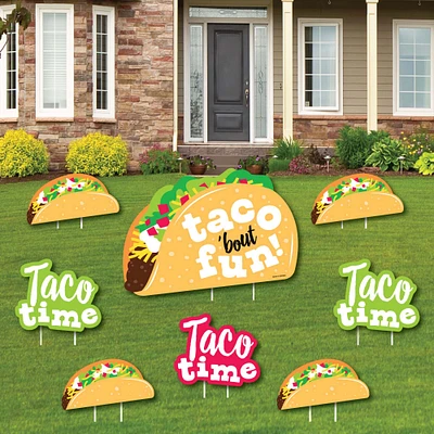 Big Dot of Happiness Taco 'Bout Fun - Yard Sign and Outdoor Lawn Decorations - Fiesta Yard Signs - Set of 8