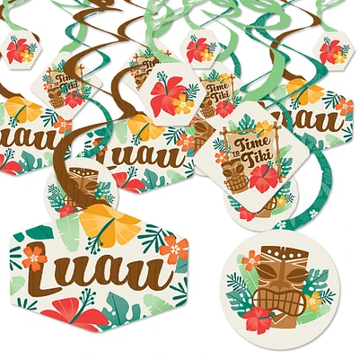 Big Dot of Happiness Tropical Luau - Hawaiian Beach Party Hanging Decor - Party Decoration Swirls - Set of 40