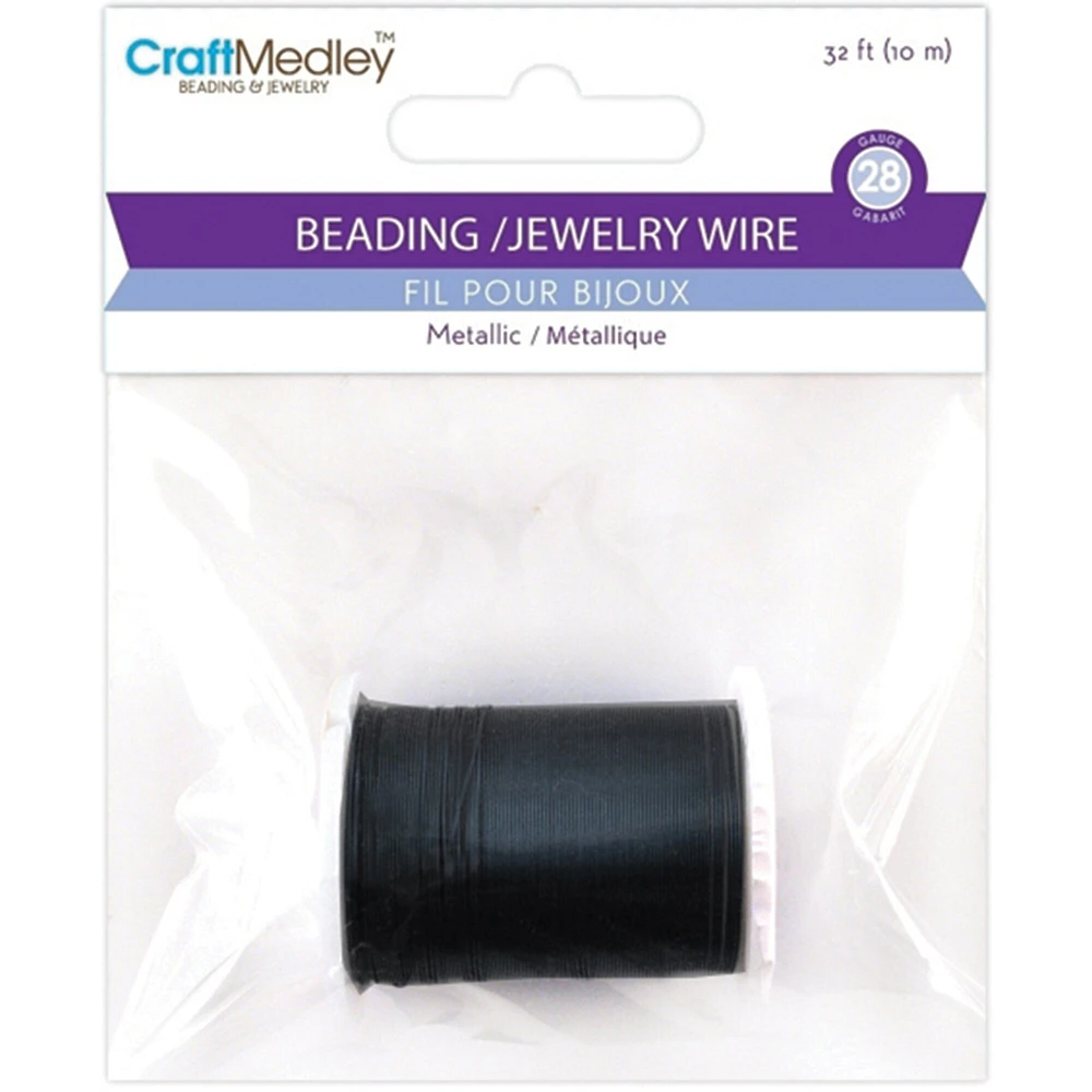 Craft Medley Metallic Beading & Jewelry Wire 28 Gauge 32'-Black