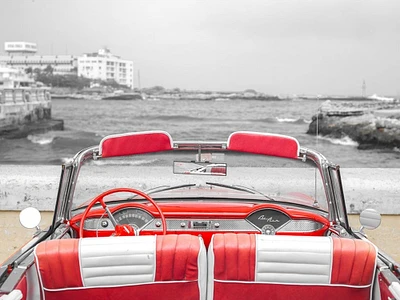 Vintage car near the beach in Cuba Poster Print by Assaf Frank - Item # VARPDXAF201801272409C01