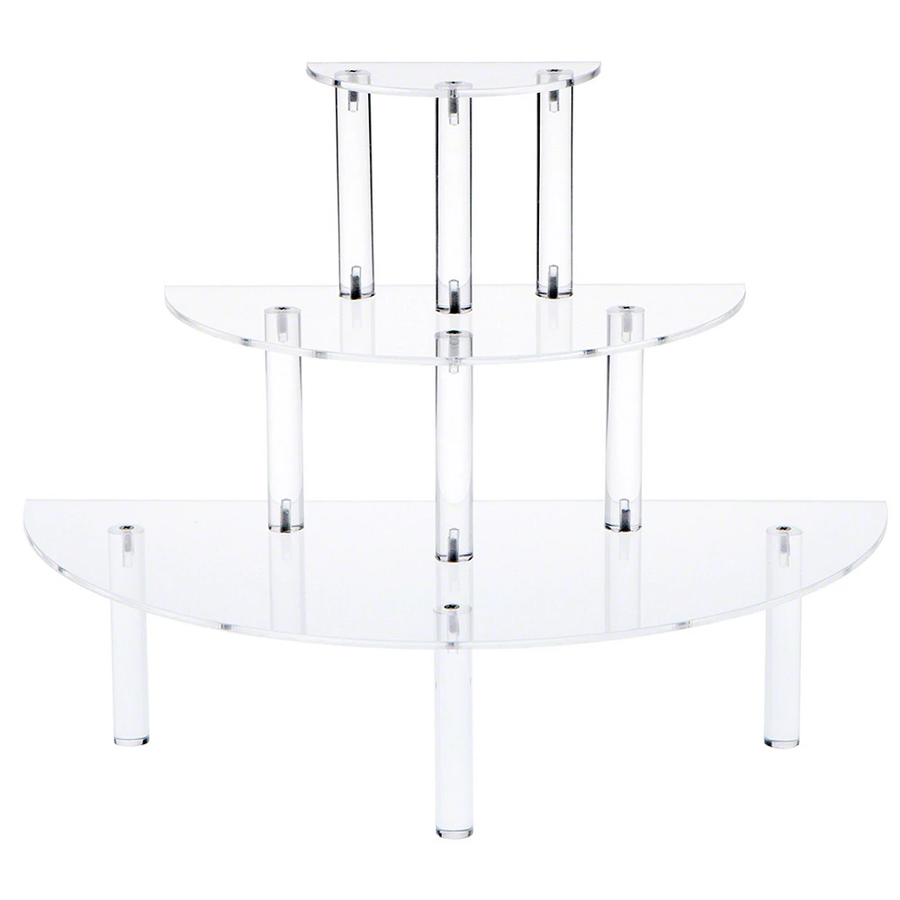 Plymor Clear Acrylic Three-Tiered Half-Round Display Shelves